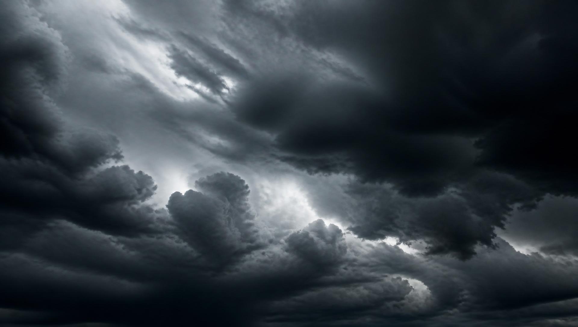 Ominous dark thunderstorm clouds